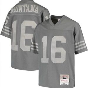 Youth Mitchell & Ness Joe Montana Charcoal San Francisco 49ers Jersey